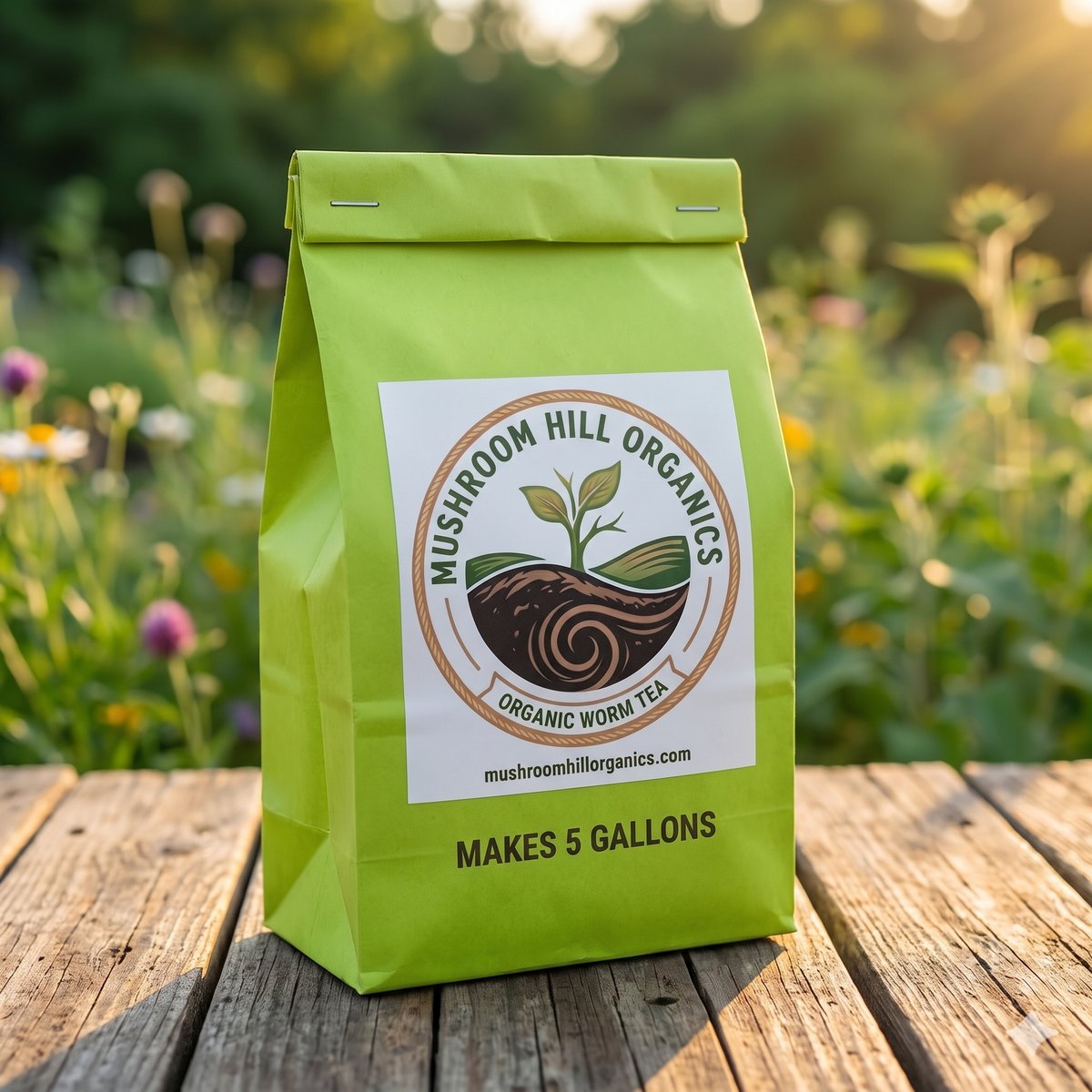8 oz bag of Mushroom Hill Organics organic vermicast tea, makes 5 gallons